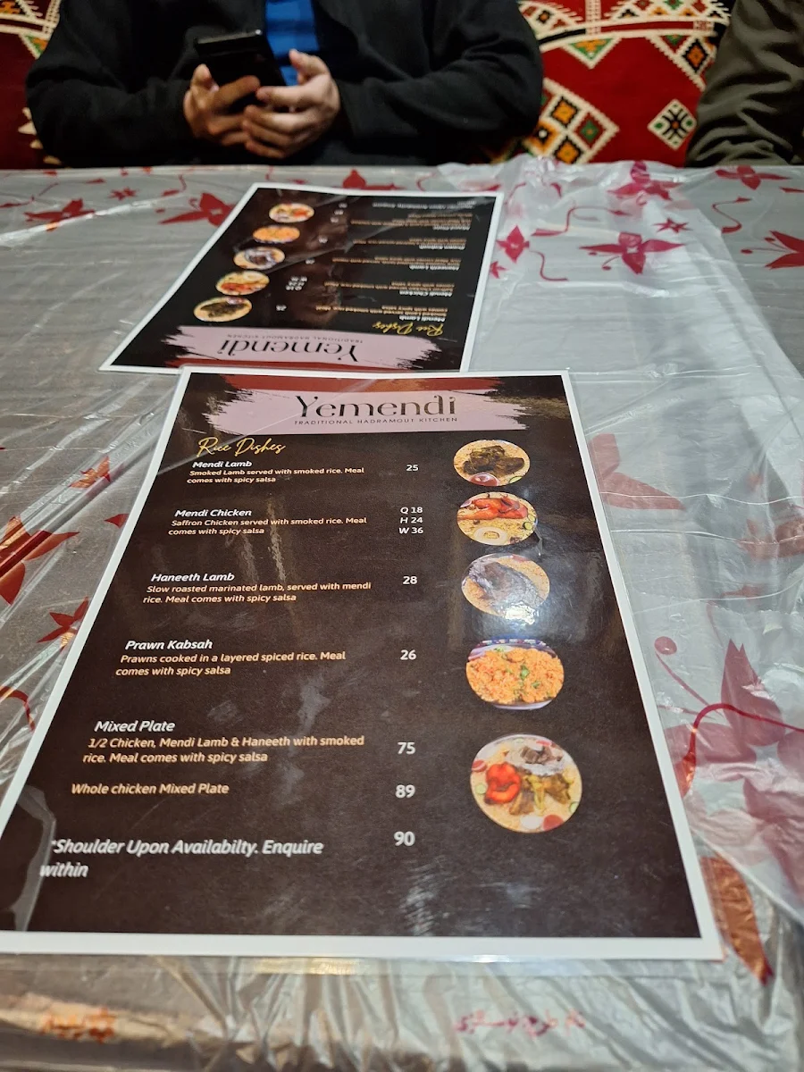 Menu, Yemendi Restaurant