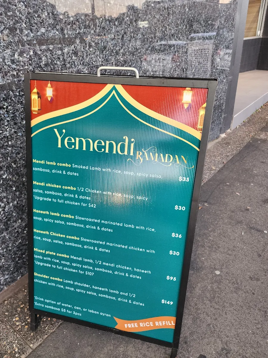 Menu, Yemendi Restaurant