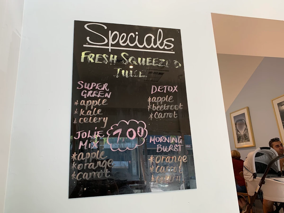 Menu, Cafe Jolie
