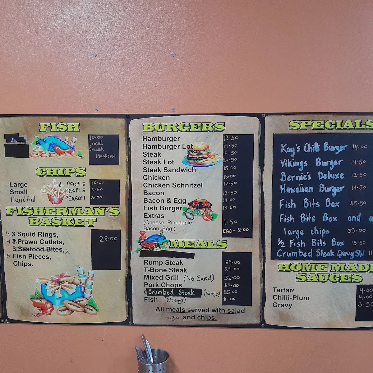 Menu, Bedrock Cafe