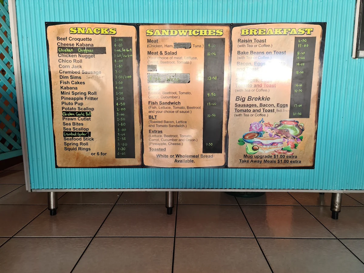 Menu, Bedrock Cafe