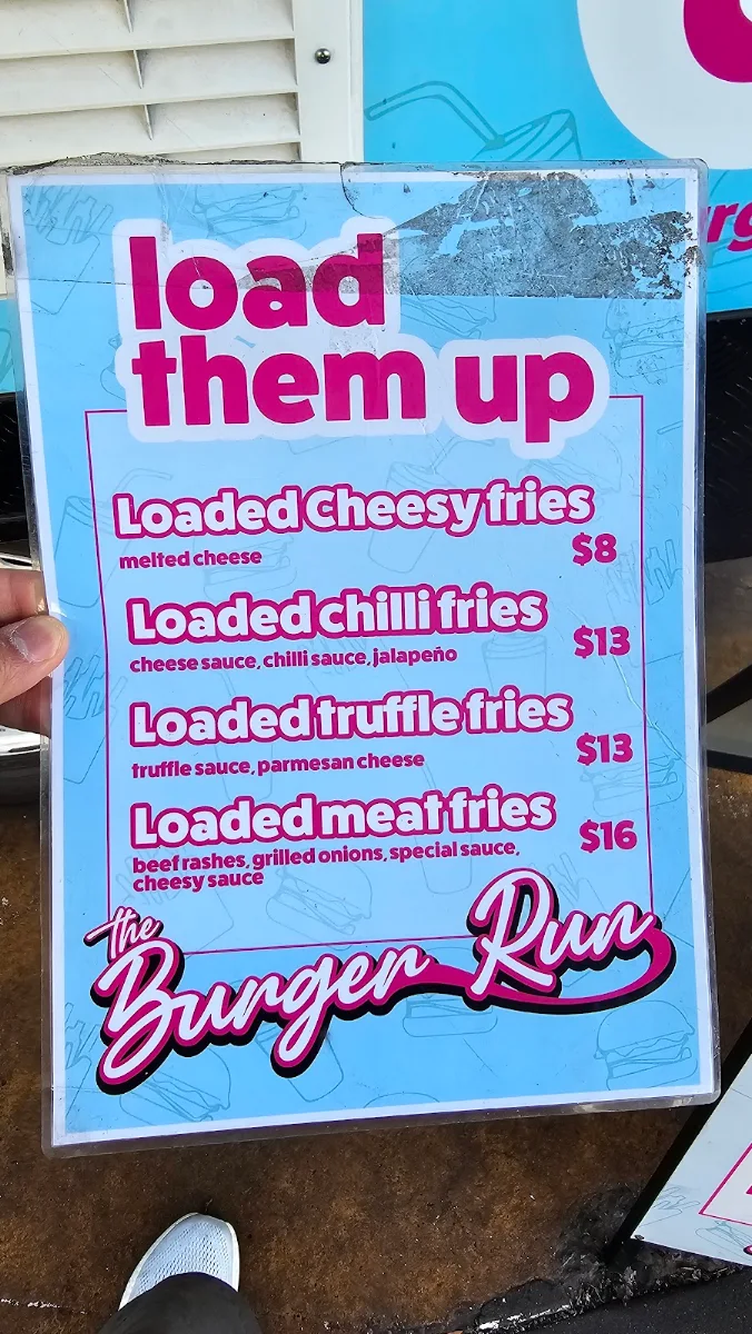 Menu, The Burger Run