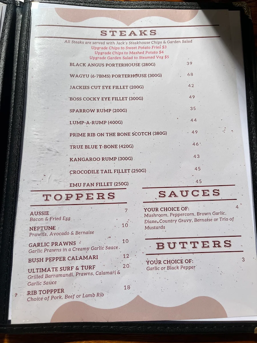 Menu, Outback Jacks