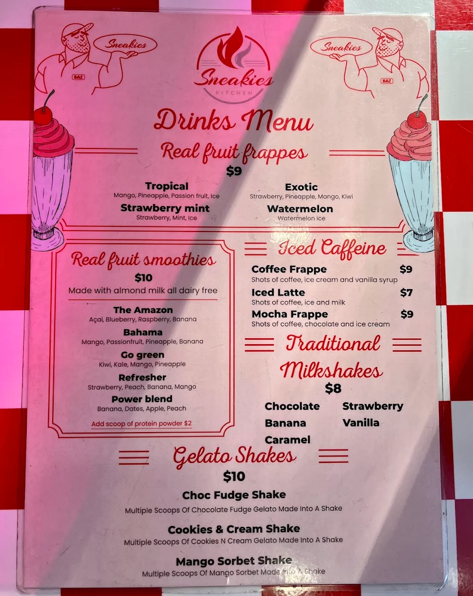 Menu, Sneakies kitchen