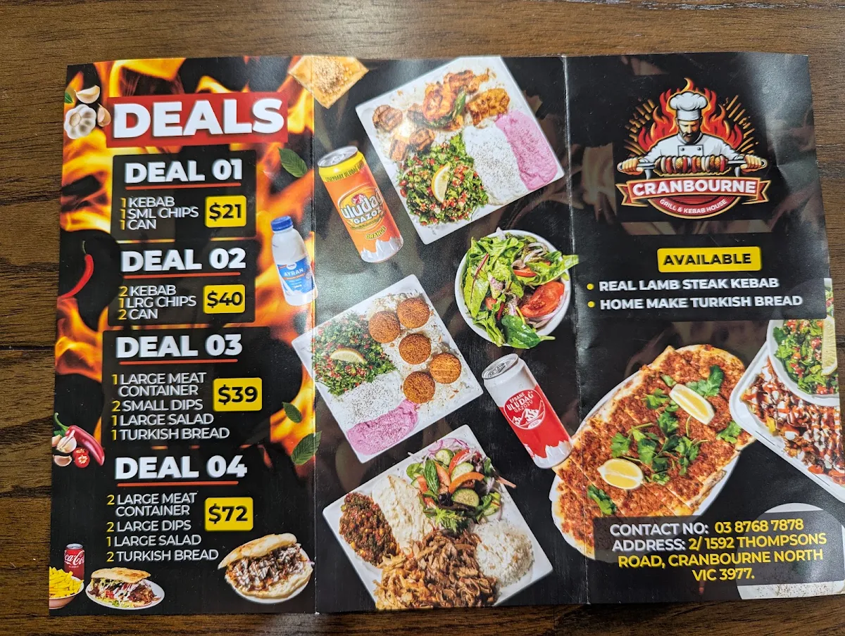 Menu, Cranbourne Grill & Kebab House
