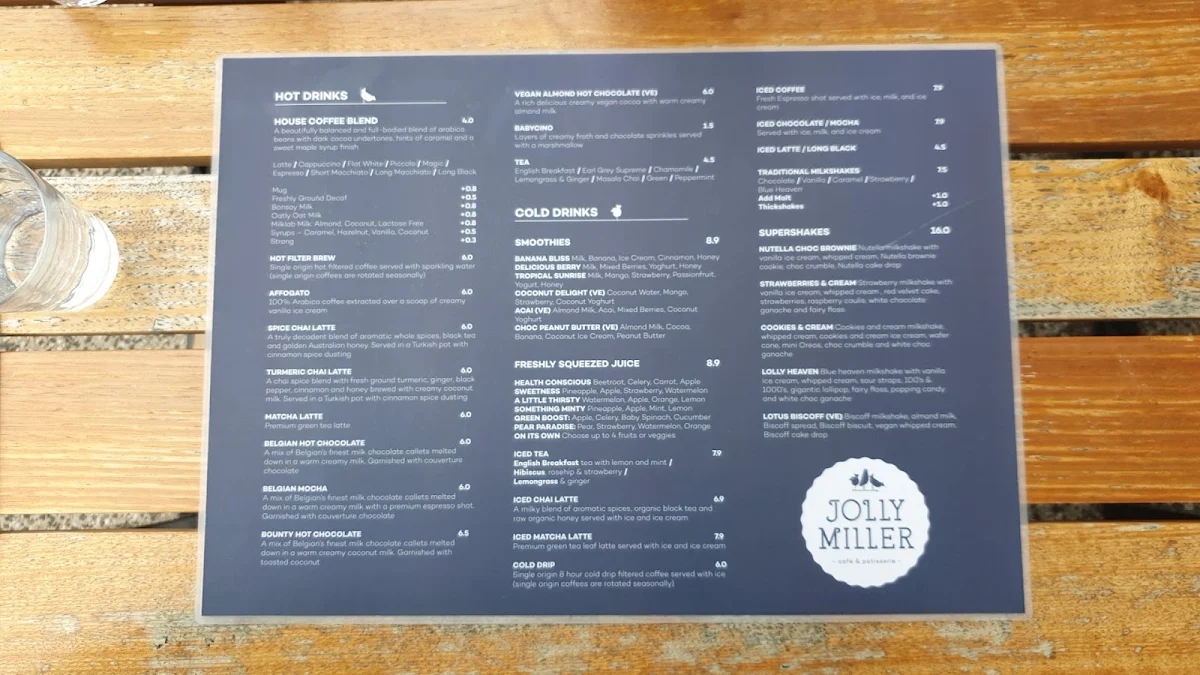 Menu, The Jolly Miller (Altona North)