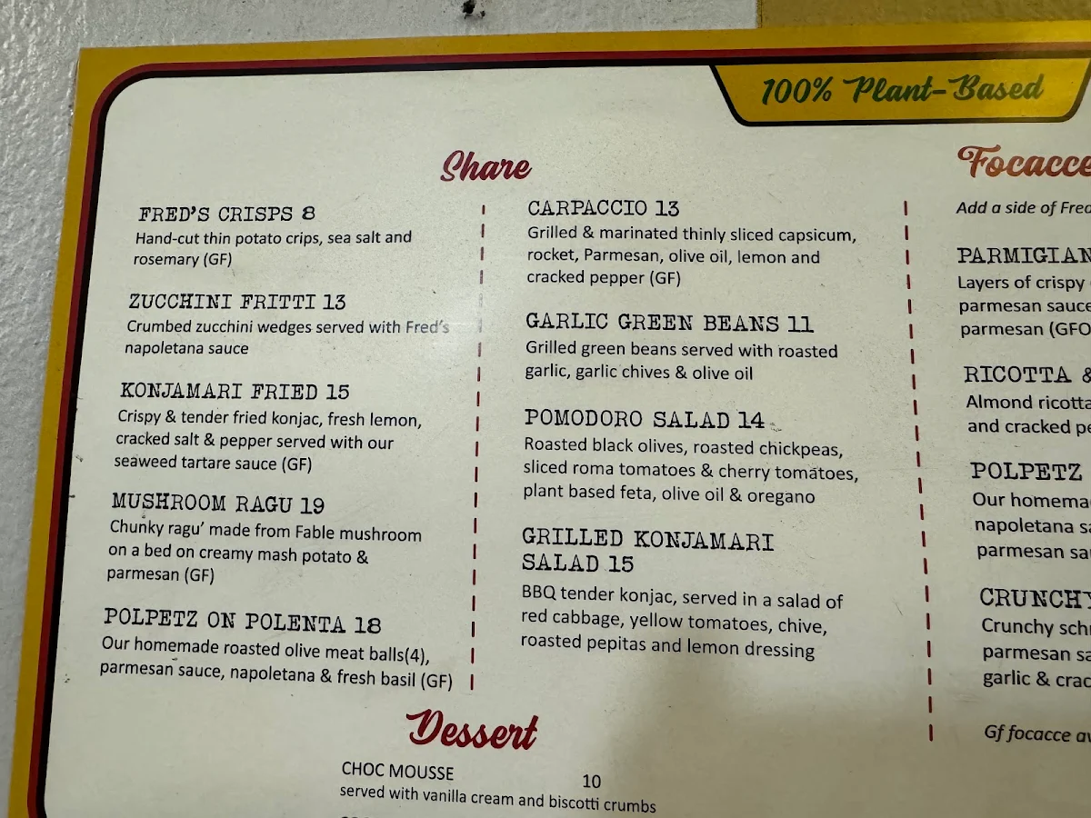 Menu, don Fred