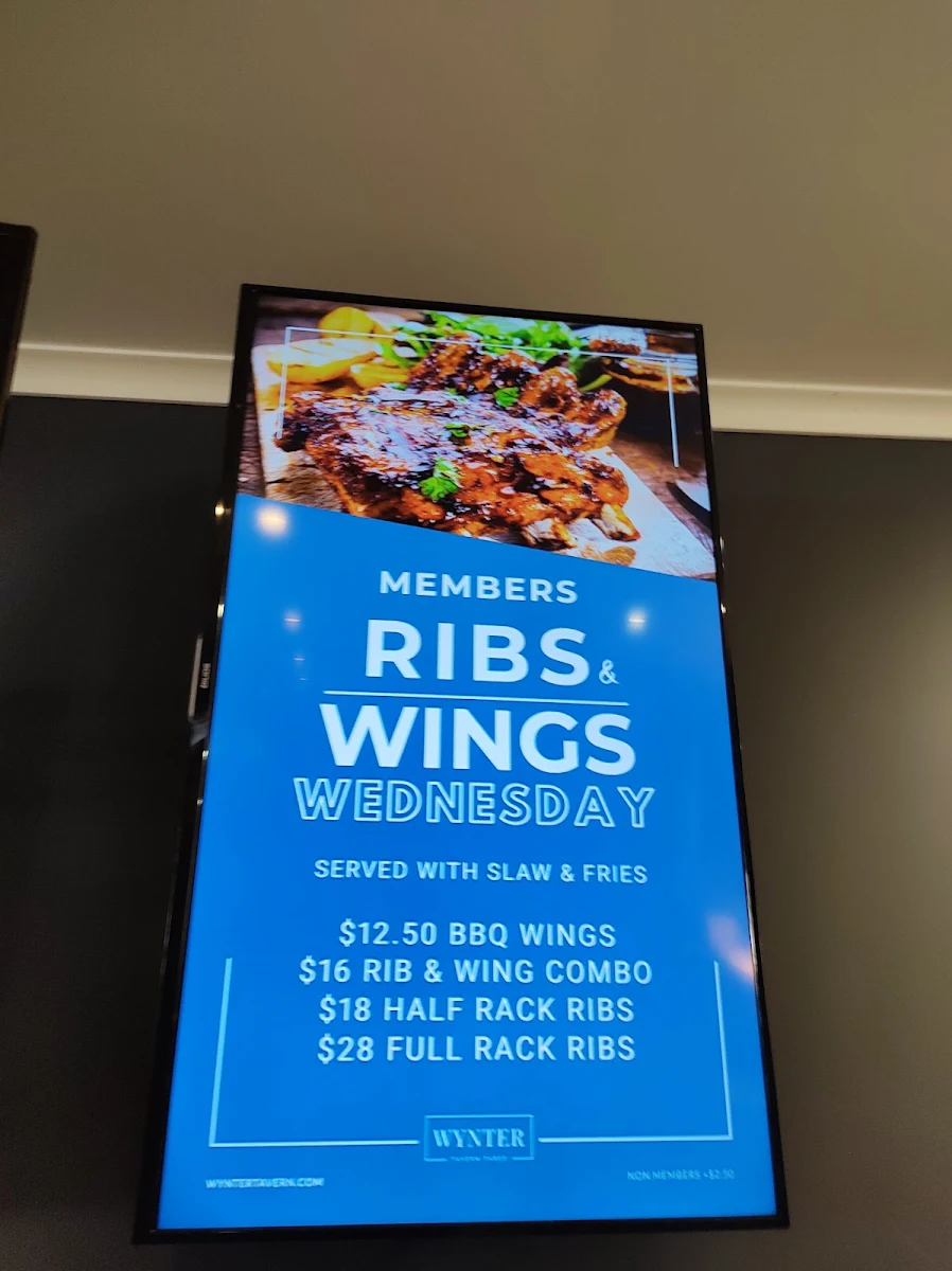 Menu, Wynter Tavern