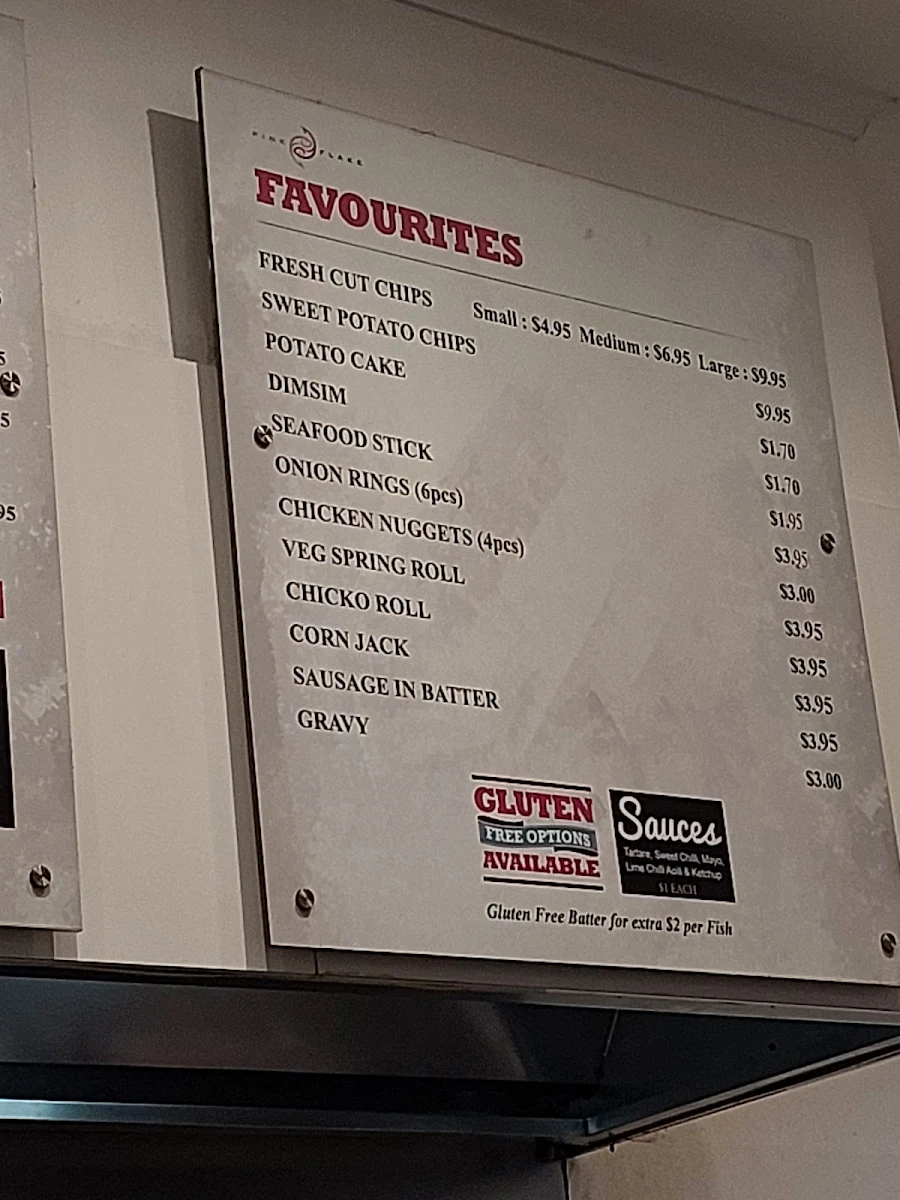 Menu, Pink Flake Best Fish and Chips