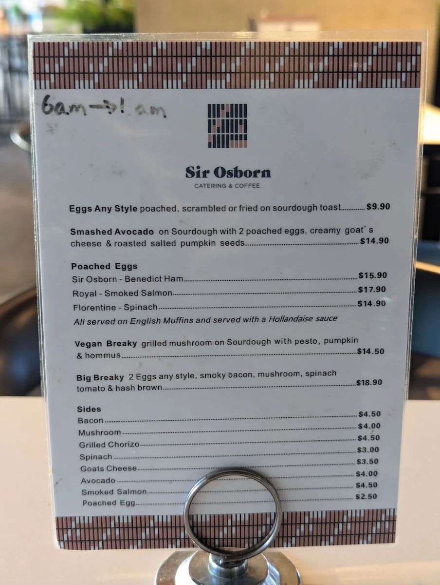 Menu, Sir Osborn