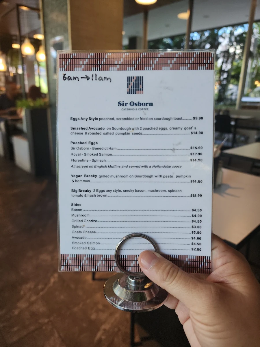 Menu, Sir Osborn