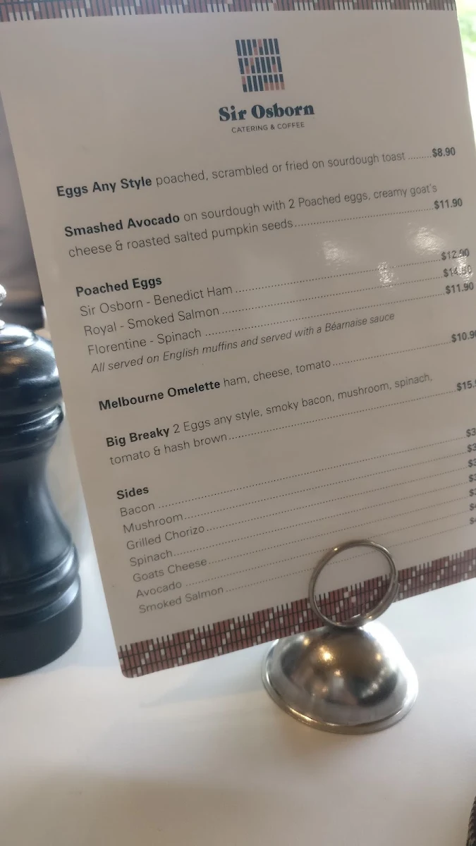 Menu, Sir Osborn