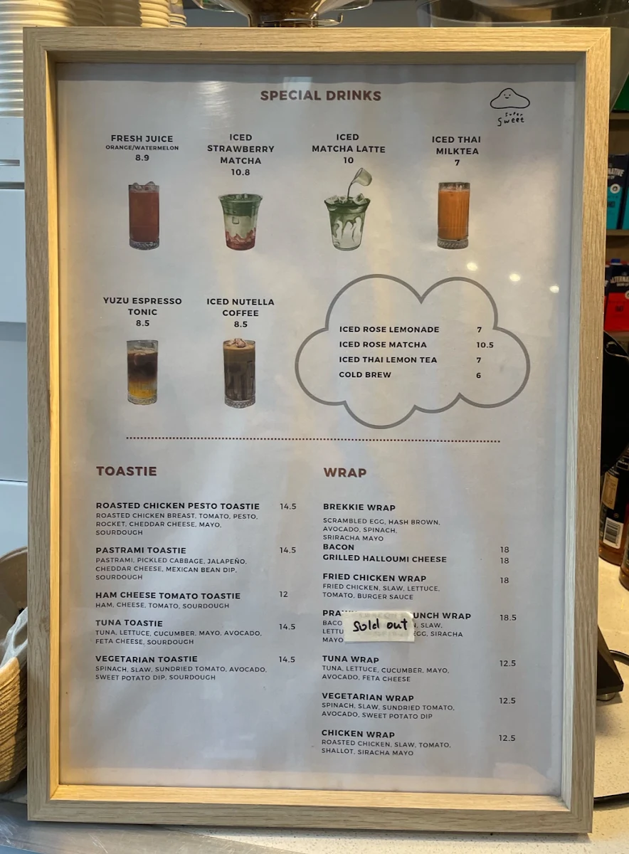 Menu, Supersweet Cafe