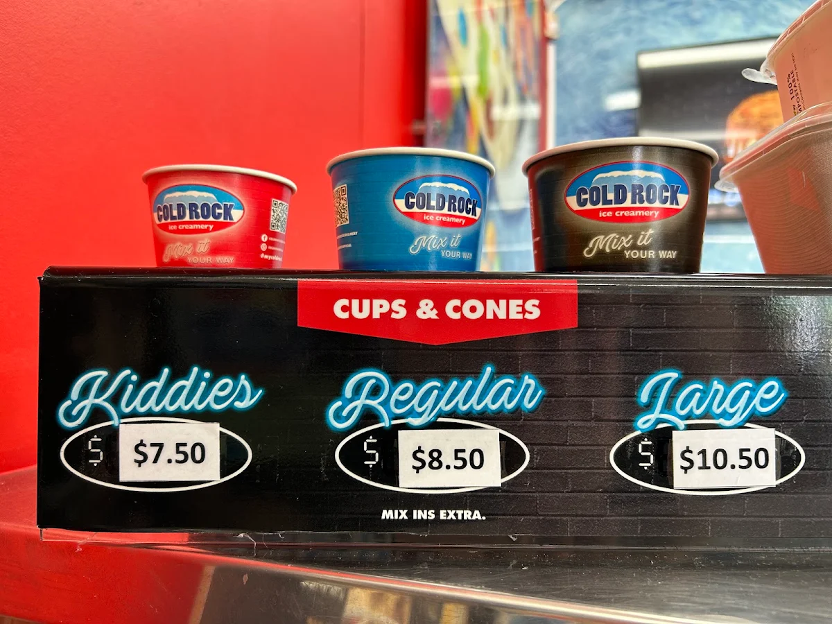 Menu, Cold Rock Ice Creamery The Entrance