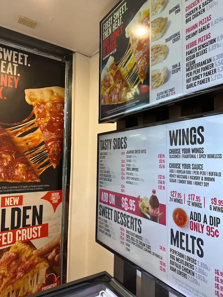 Menu, Pizza Hut Collaroy