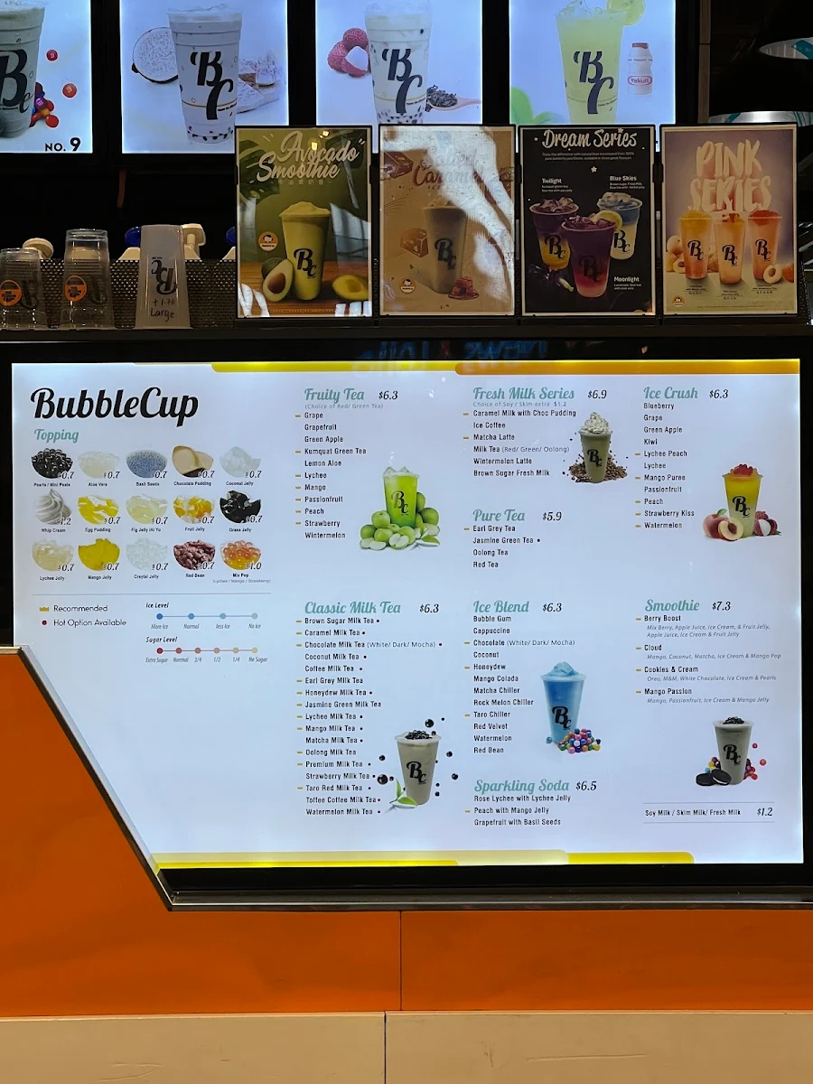 Menu, Bubble Cup QV Melbourne