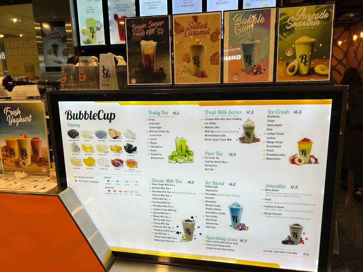 Menu, Bubble Cup QV Melbourne