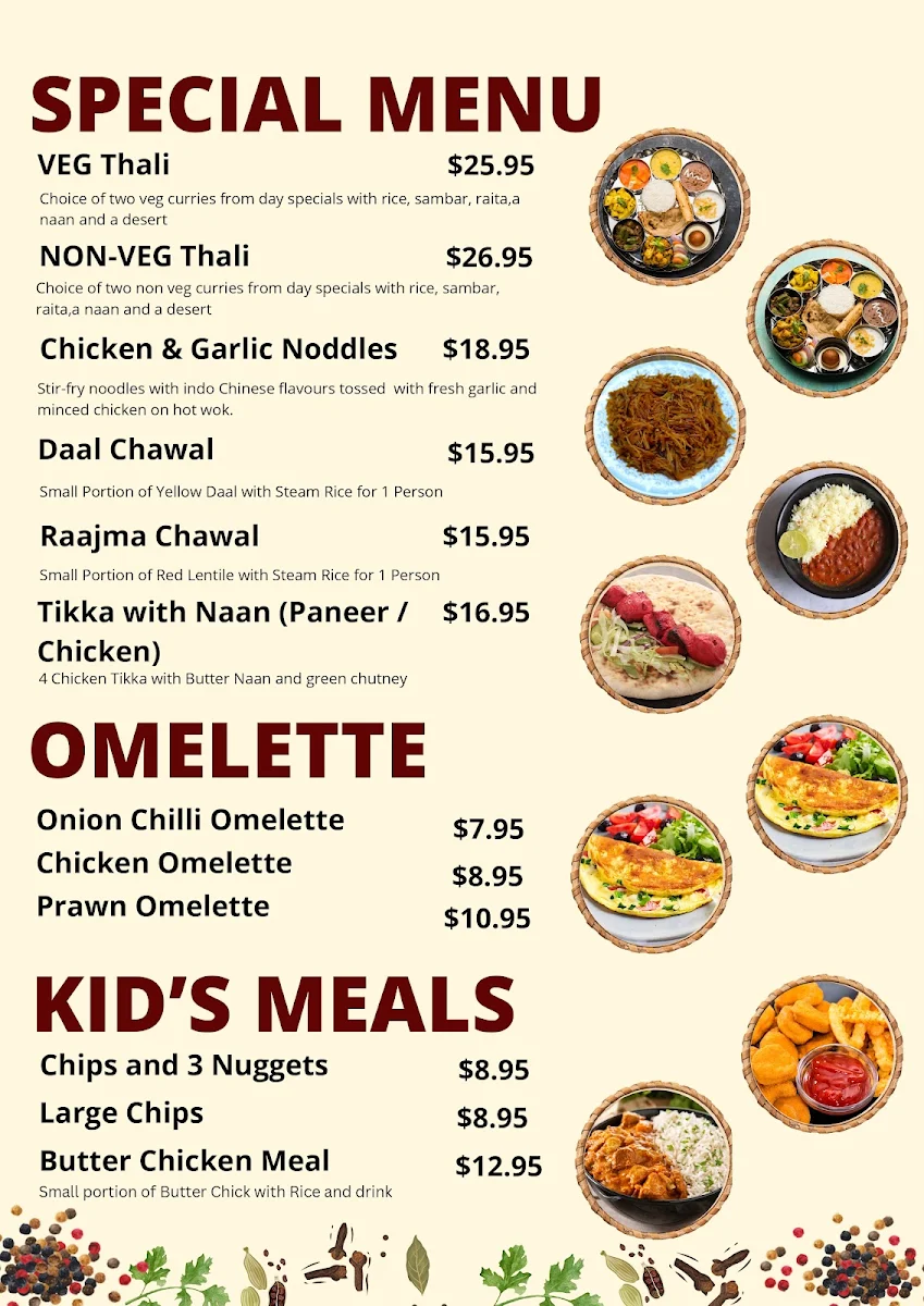 Menu, Dosa Hut Indian Restaurant Craigieburn