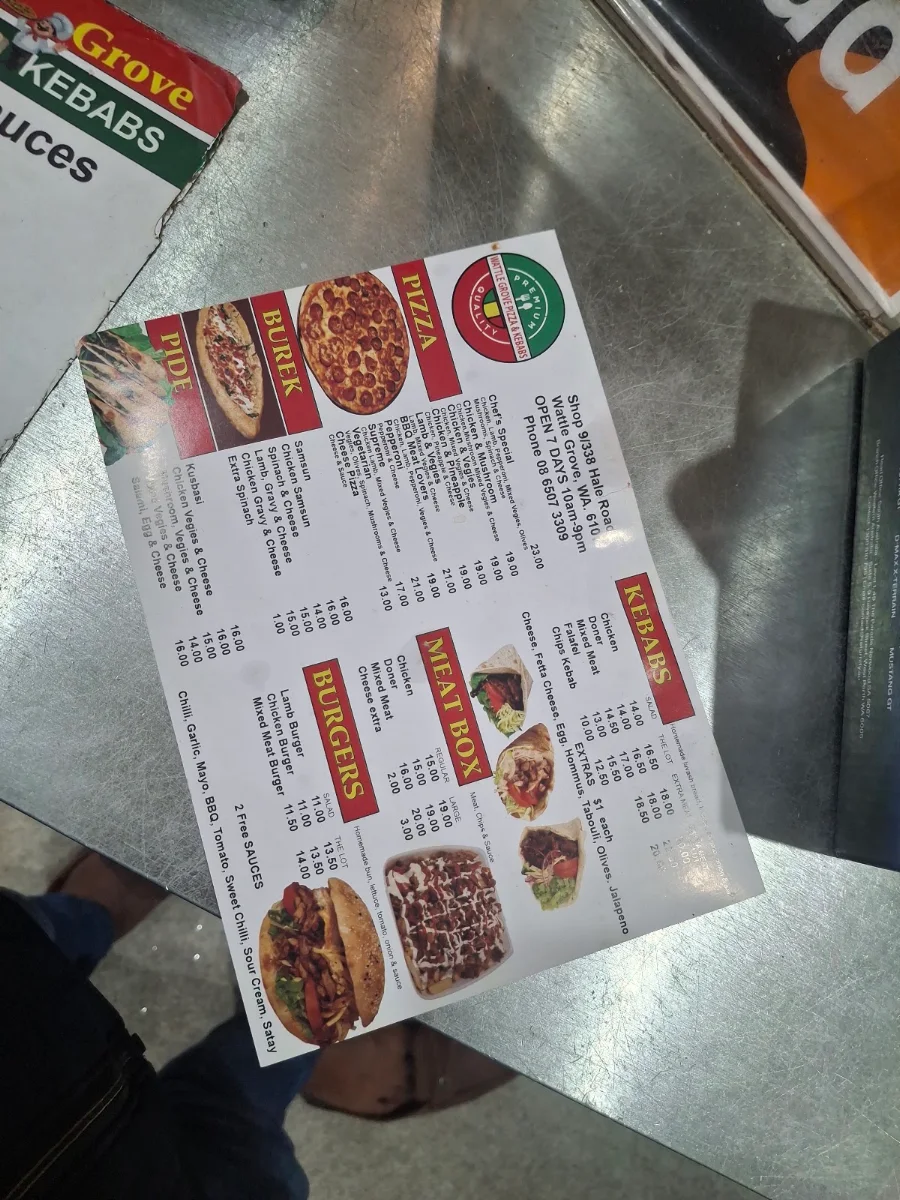 Menu, Wattle Grove Pizza & Kebabs