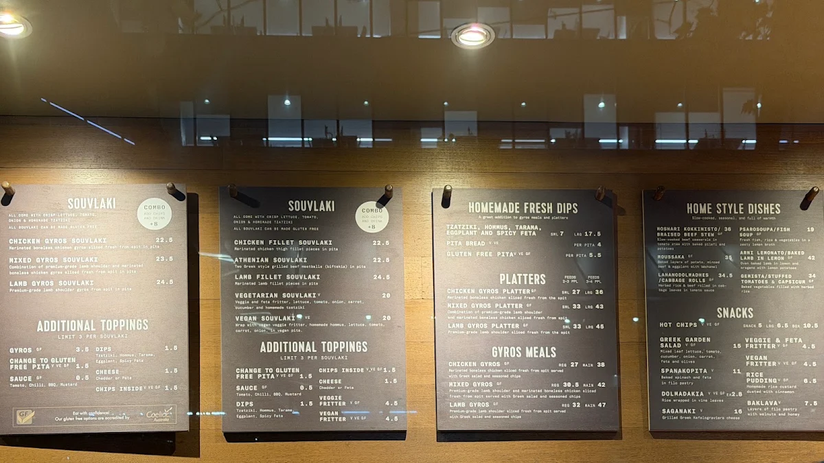 Menu, Stalactites Restaurant