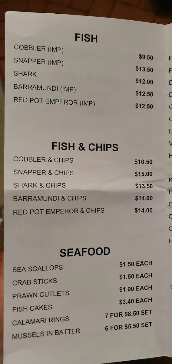 Menu, 老船长 Bream