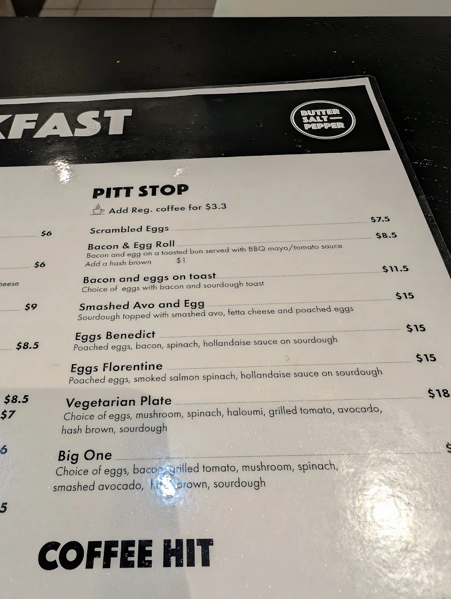 Menu, Butter Salt Pepper