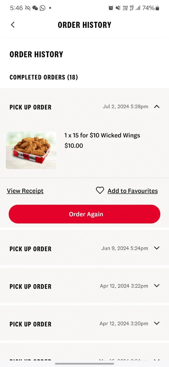 Menu, KFC Bourke Street Melbourne