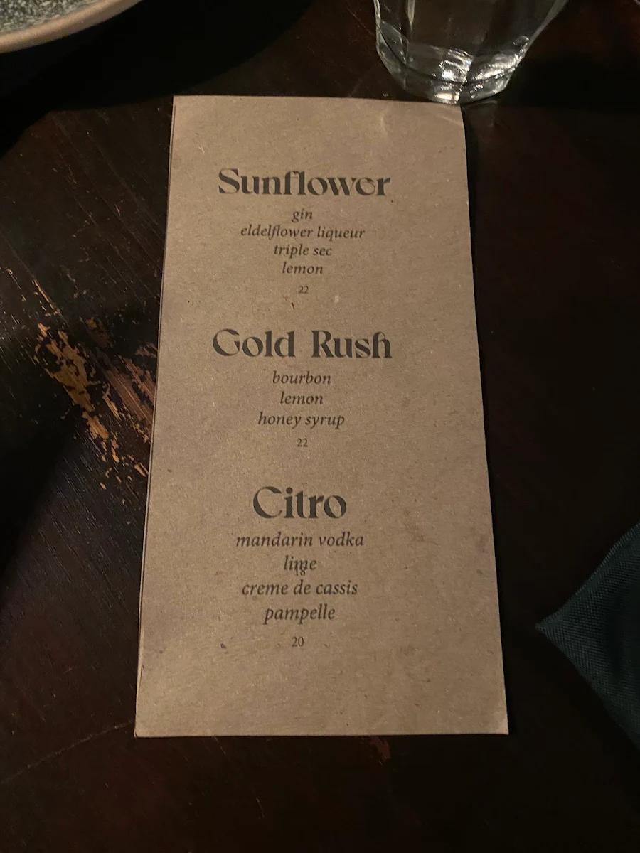 Menu, House Bar&Bistrot