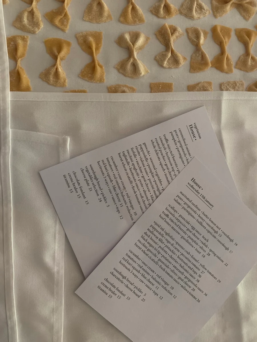Menu, House Bar&Bistrot