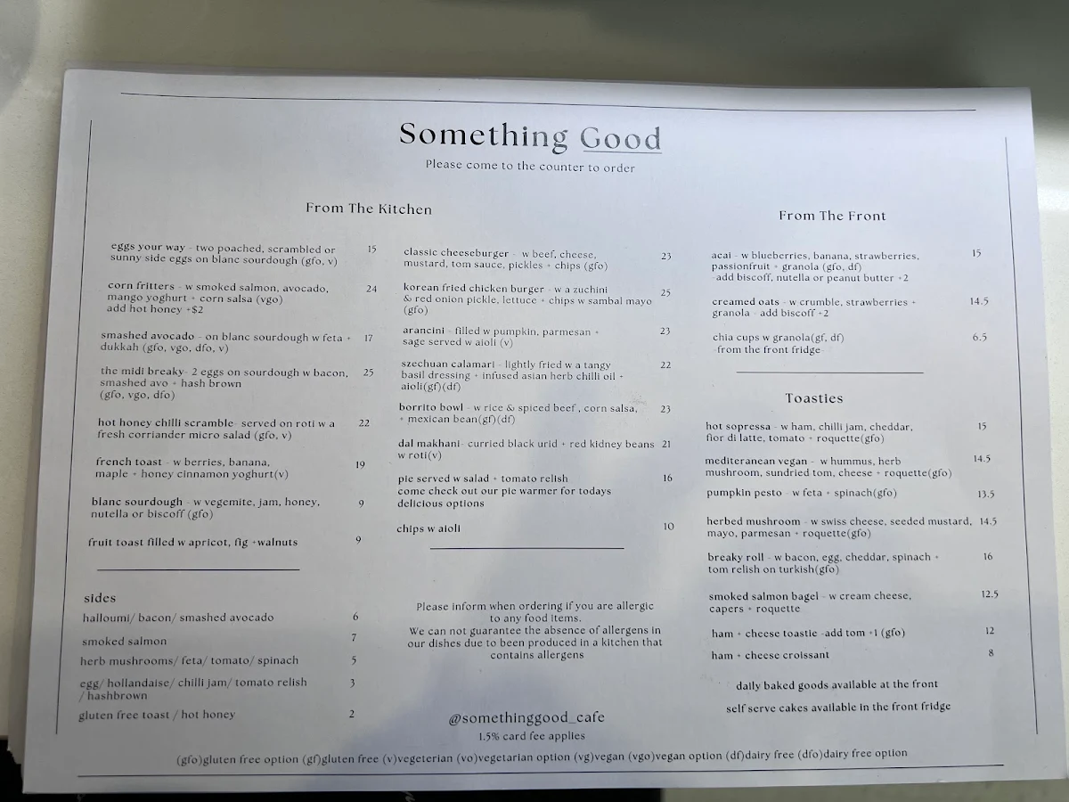 Menu, Something Good