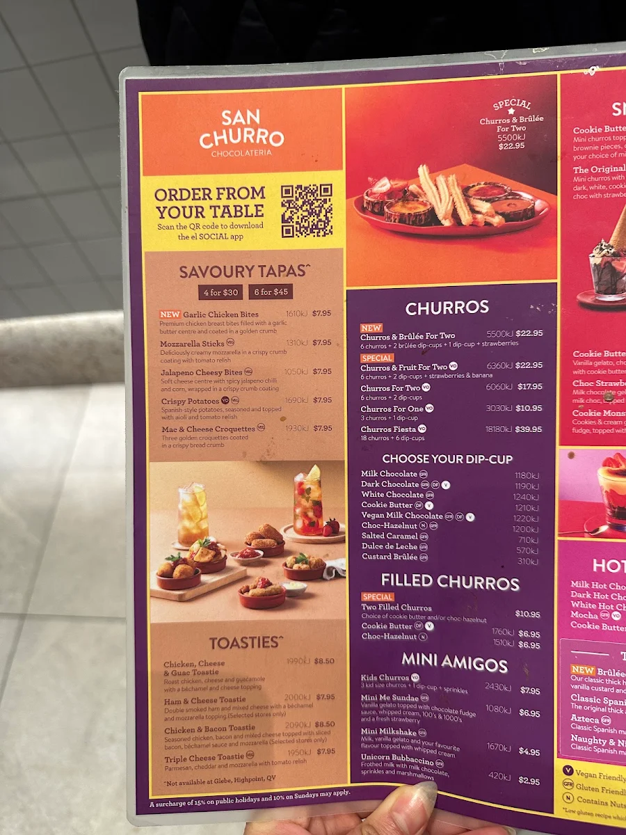 Menu, San Churro Top Ryde