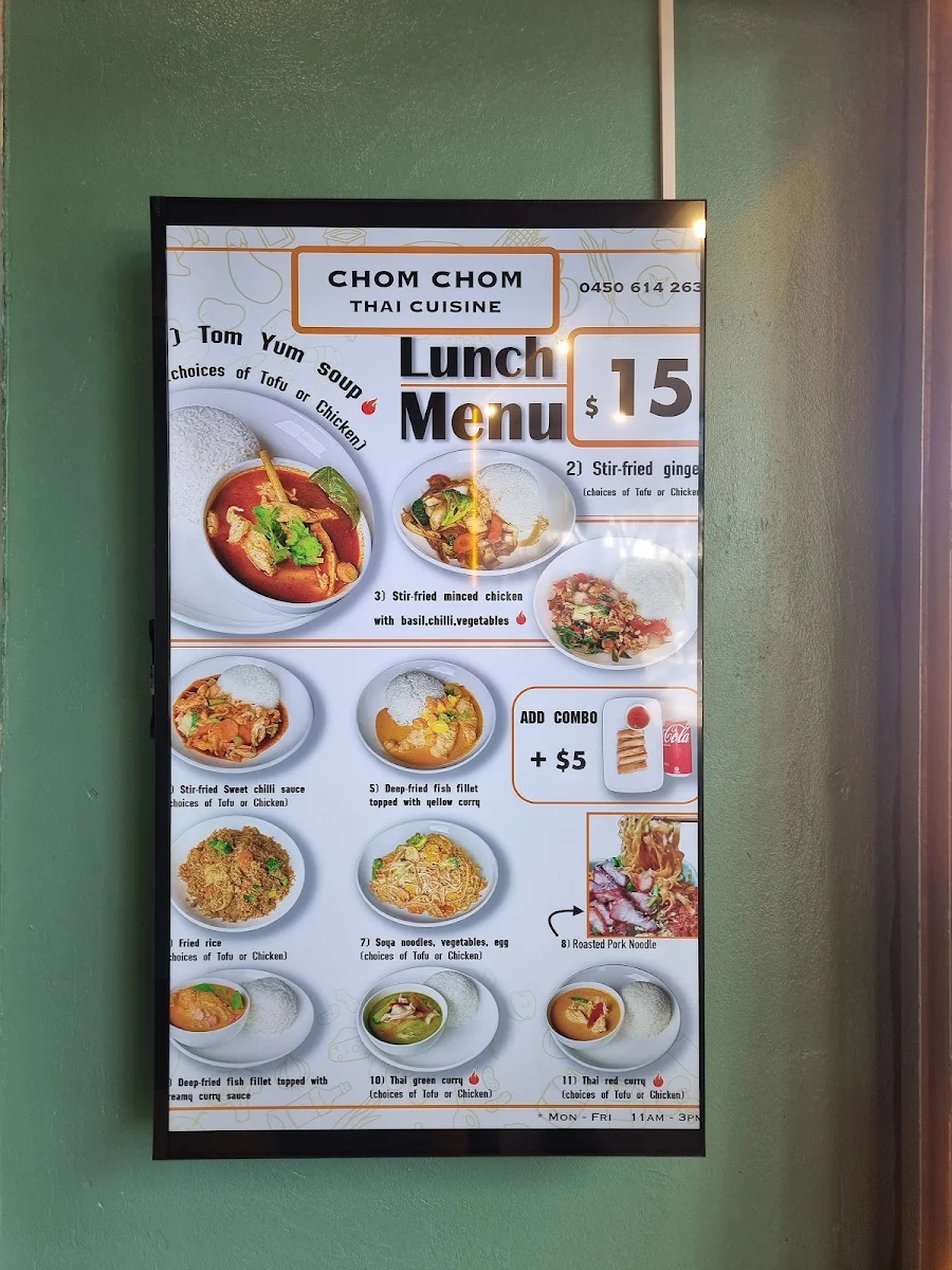 Menu, Chom Chom Thai Cuisine
