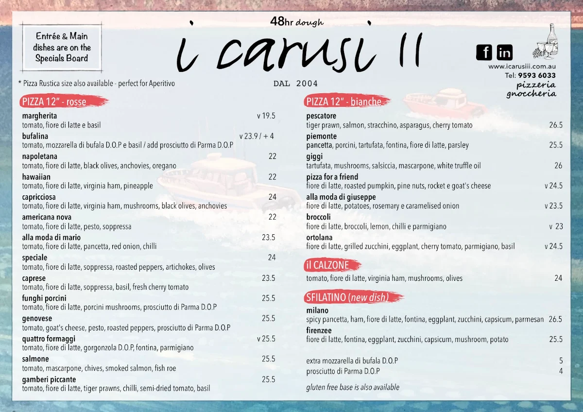 Menu, i Carusi ii