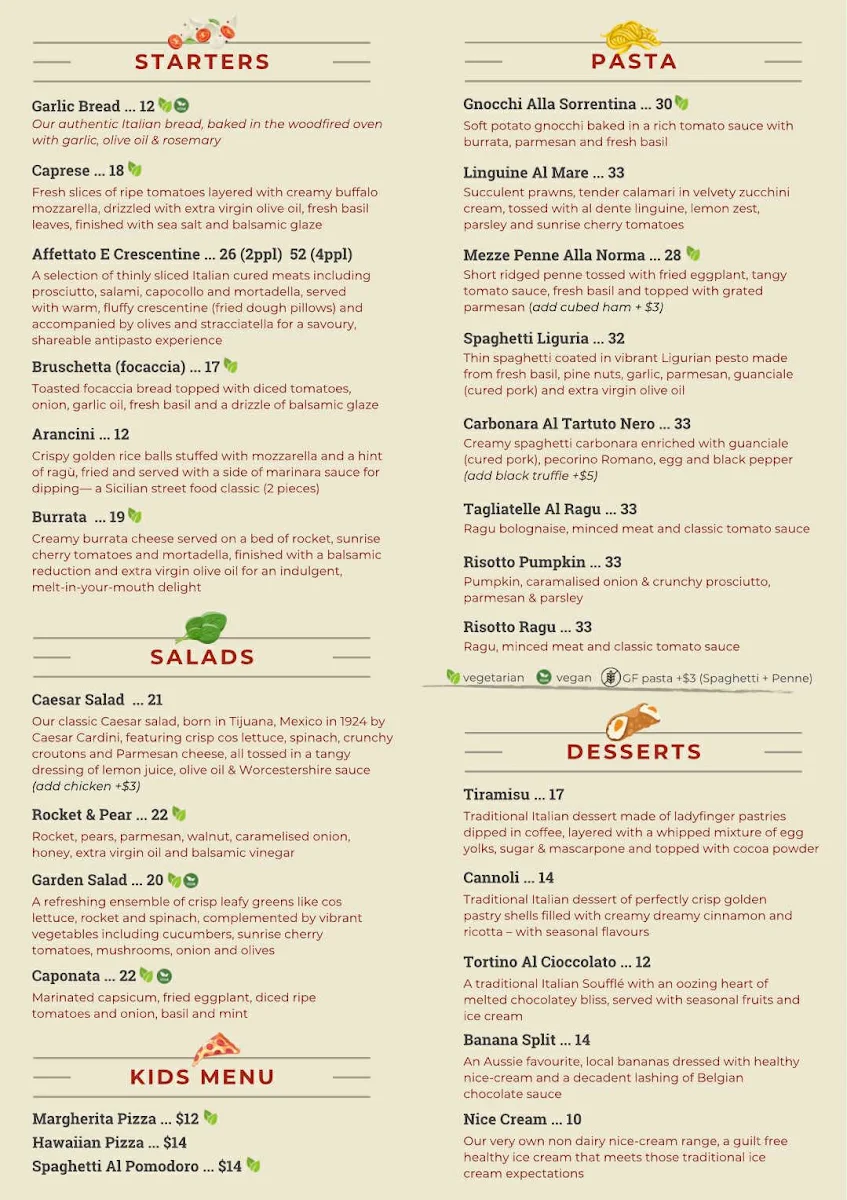 Menu, Whippy's Woodfired