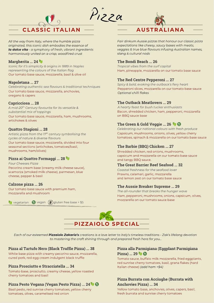 Menu, Whippy's Woodfired