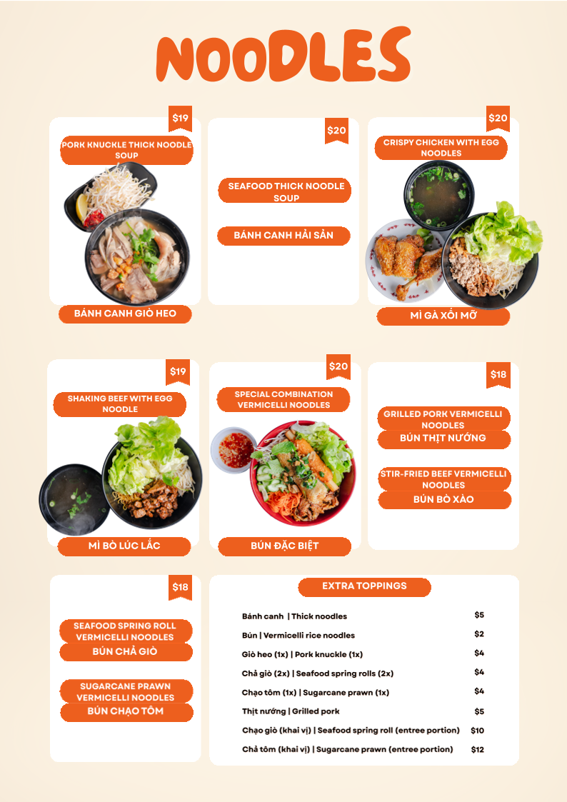 Menu, Hủ Tíu 51