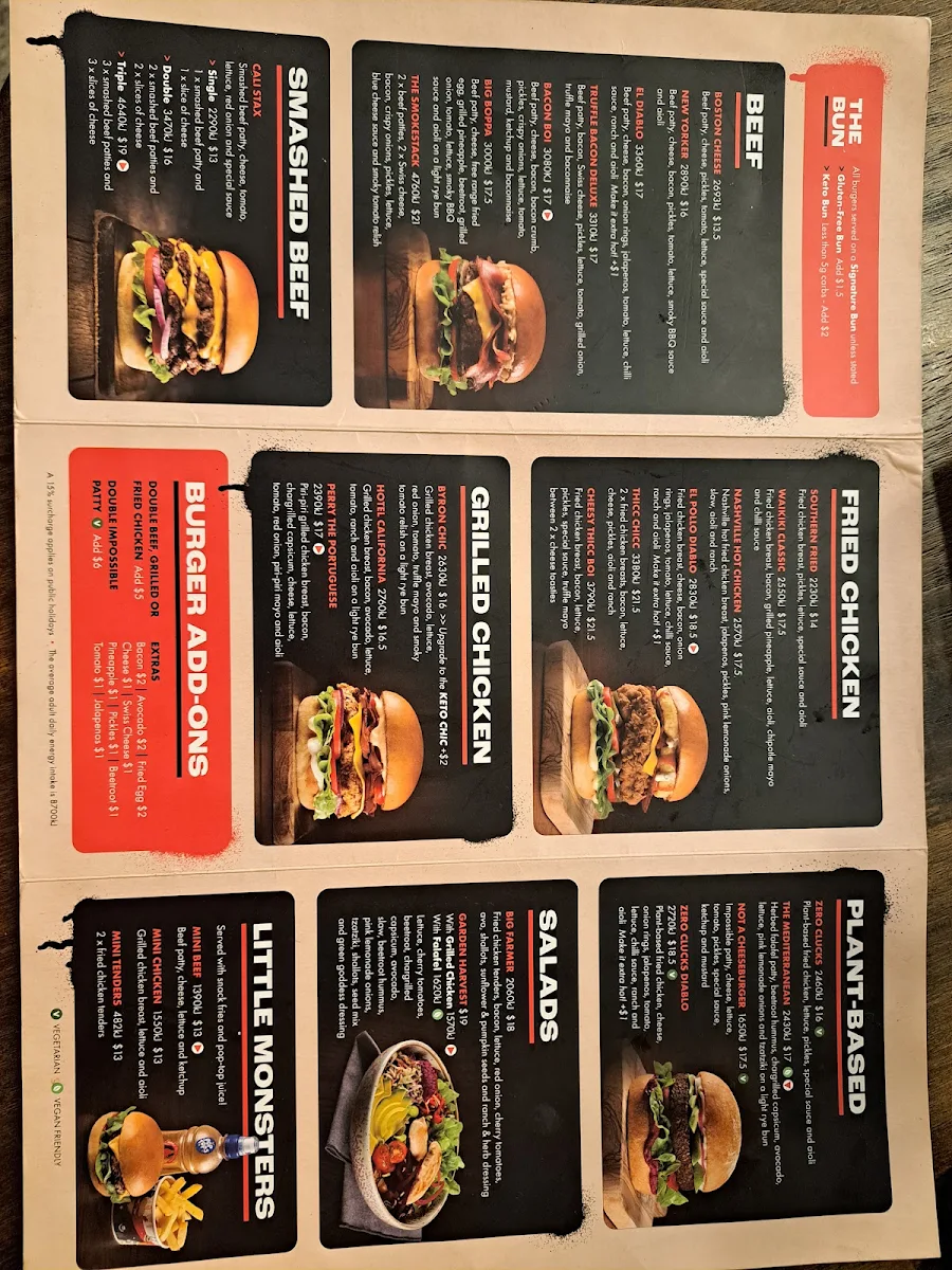 Menu, Burger Urge (Gladstone)