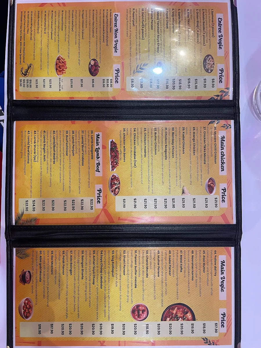 Menu, DAAWAT INDIAN RESTAURANT - NORTH RICHMOND