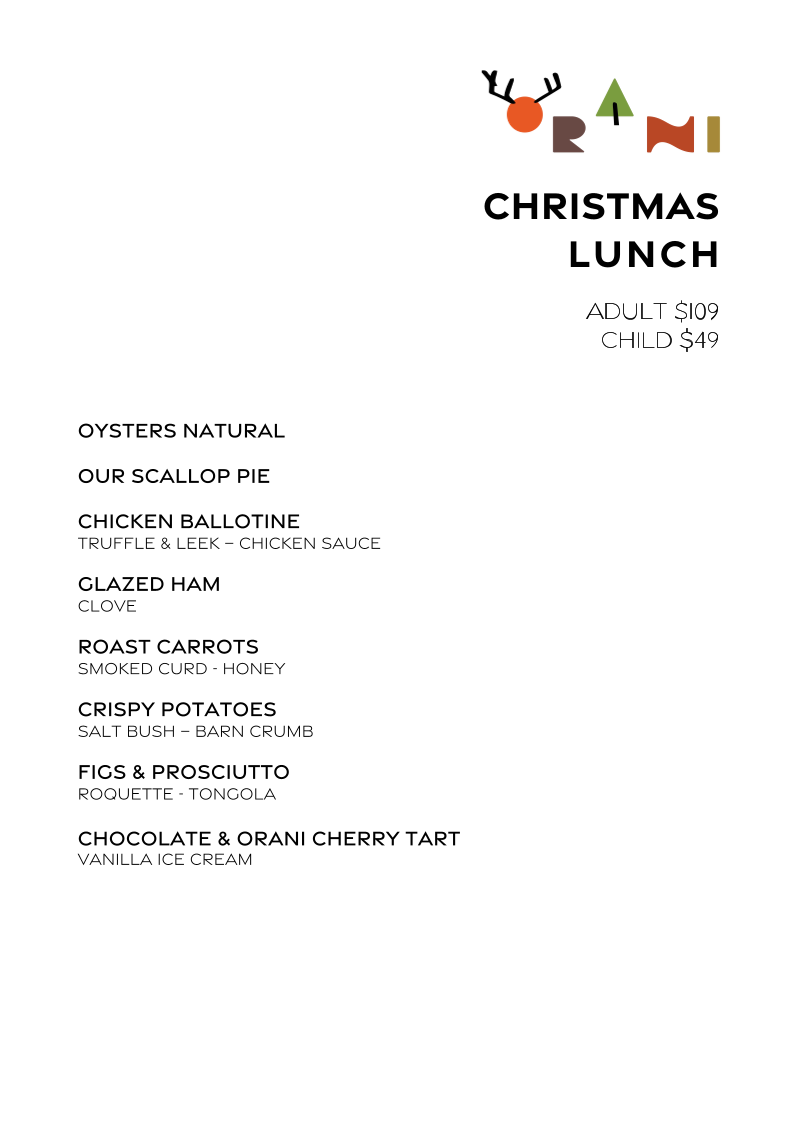Menu, ORANI Restaurant