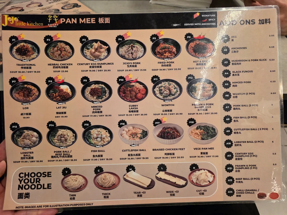 Menu, Jojo Little Kitchen