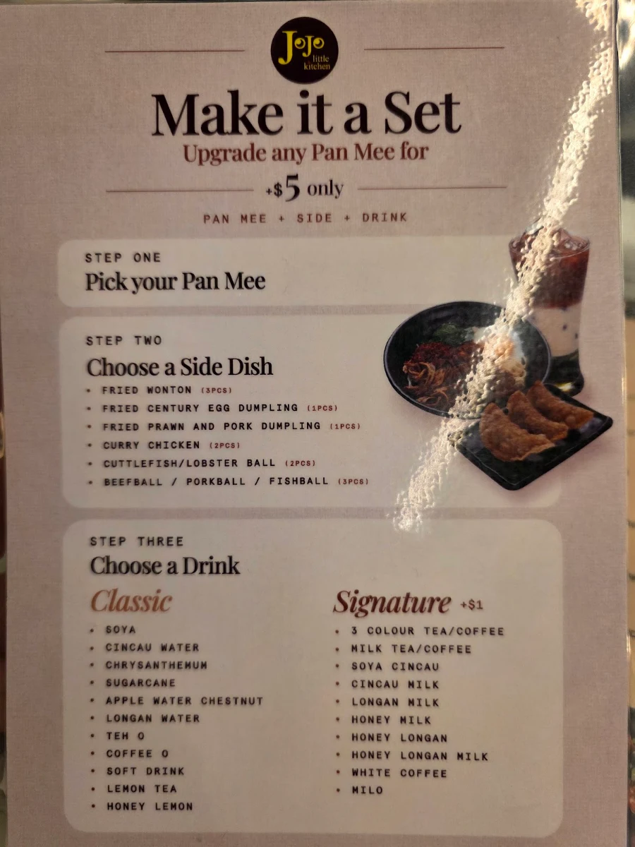 Menu, Jojo Little Kitchen
