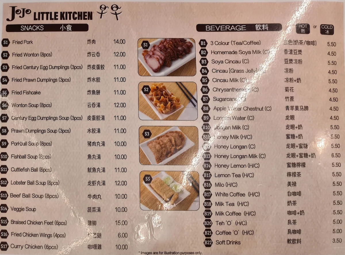 Menu, Jojo Little Kitchen