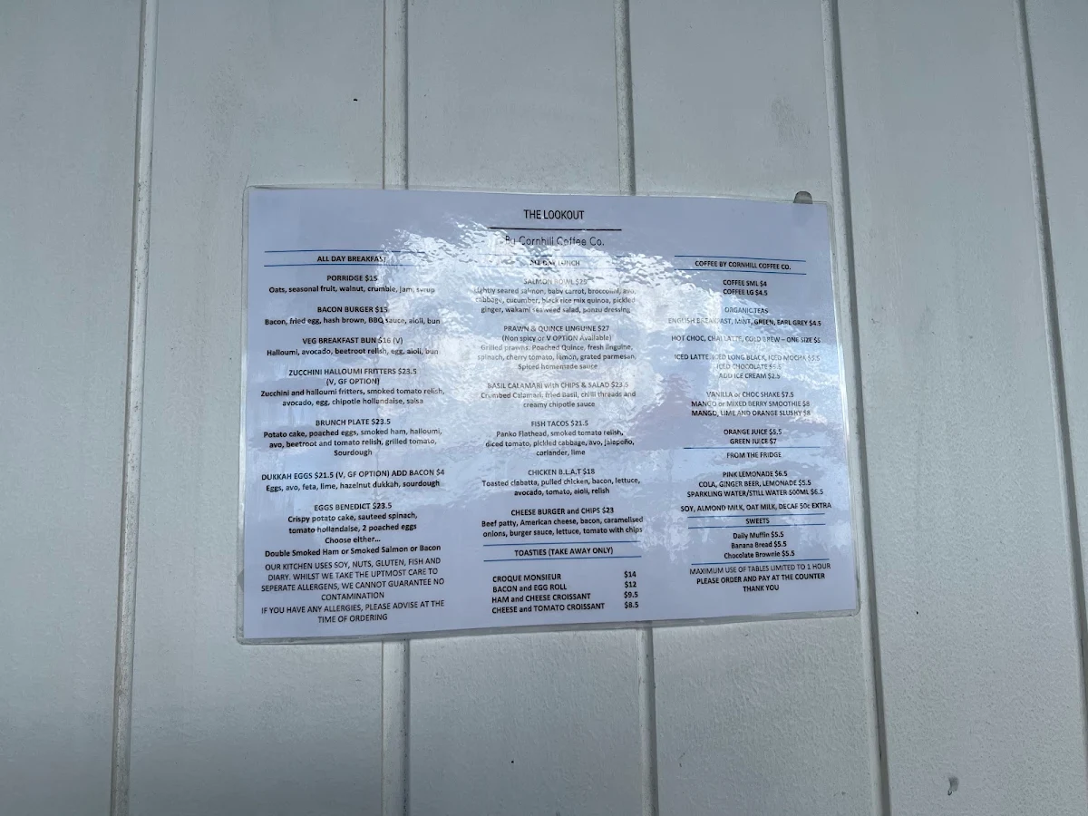 Menu, The Lookout