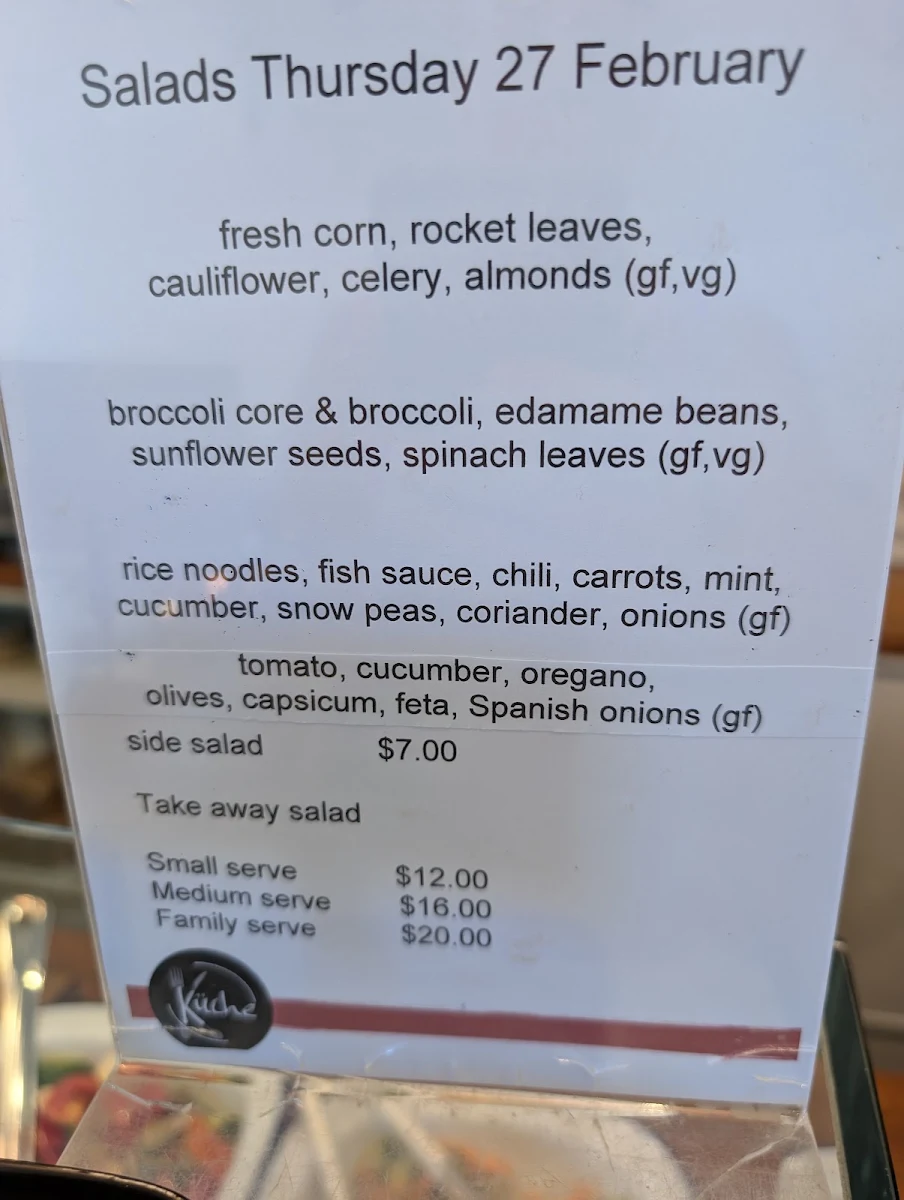 Menu, Kuche