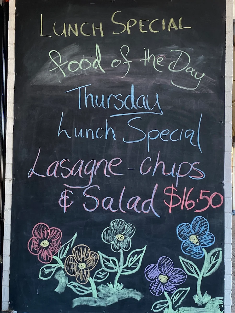 Menu, Cafe of Note