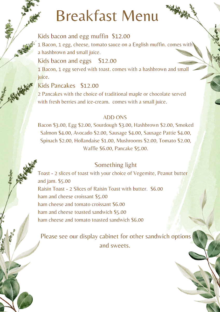 Menu, Karuah Pizzeria