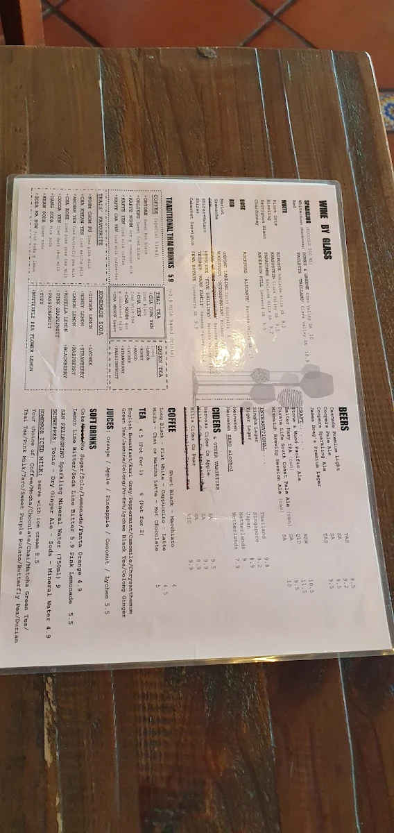 Menu, Samui Thai Restaurant