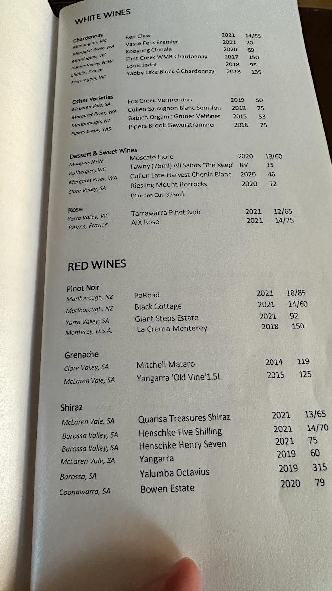 Menu, NEWMARKET ROOM