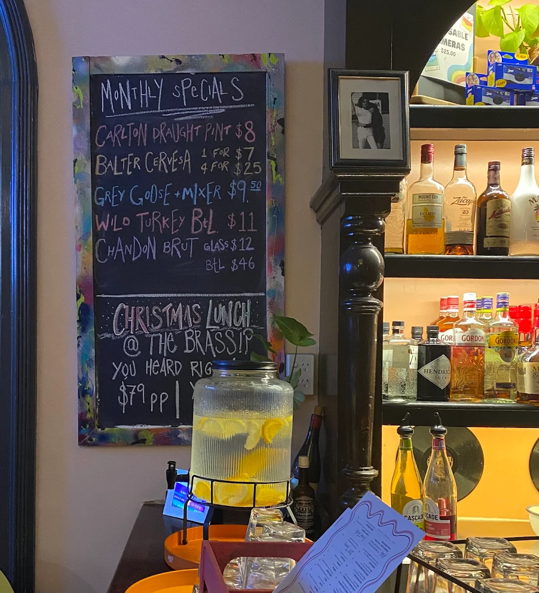 Menu, Brass Monkey Hotel
