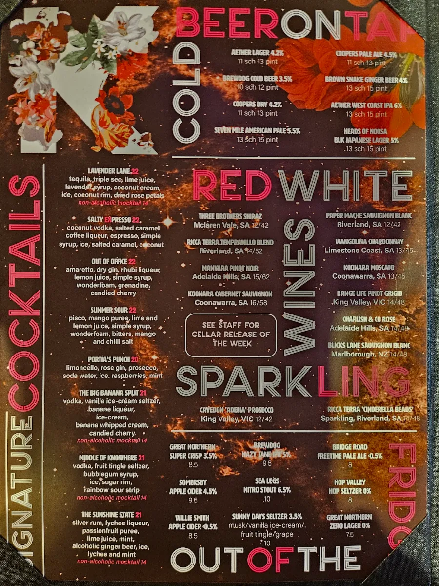 Menu, Knowhere Brisbane